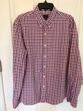 J. Crew Red, Blue & White Check Button-Down Shirt